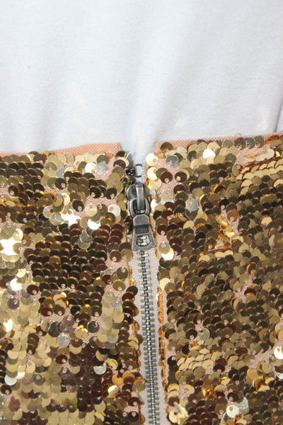 Alice + Olivia Womens Straight Pencil Mini Skirt Gold Zip Polyester Size 2