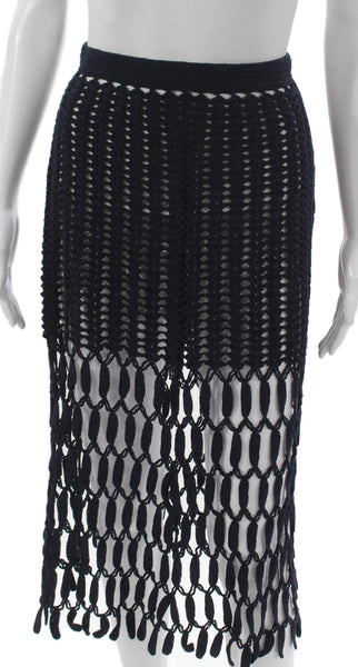 Rosetta Getty Women Blue Geometric Straight Pencil Skirt Knee Size 2