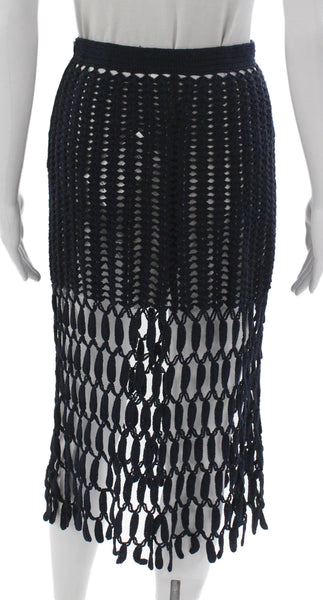Rosetta Getty Women Blue Geometric Straight Pencil Skirt Knee Size 2