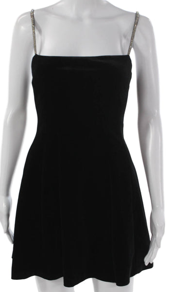 Zara Women Fit & Flare Black Square Neck Sleeveless Mini Viscose Dress Size XS