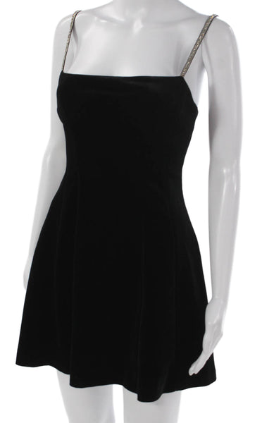Zara Women Fit & Flare Black Square Neck Sleeveless Mini Viscose Dress Size XS