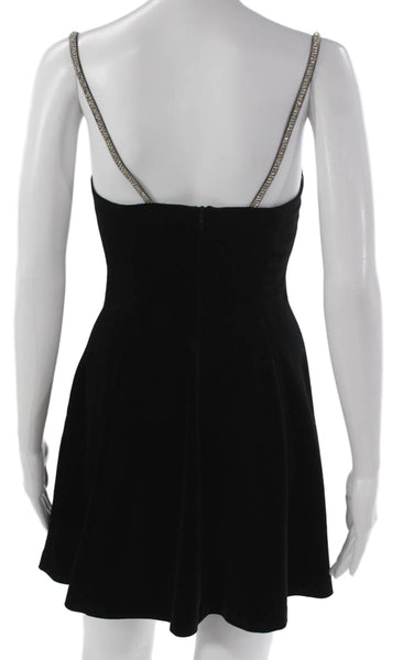Zara Women Fit & Flare Black Square Neck Sleeveless Mini Viscose Dress Size XS