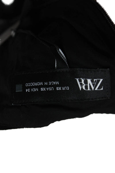 Zara Women Fit & Flare Black Square Neck Sleeveless Mini Viscose Dress Size XS