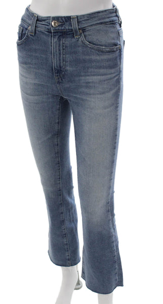 AG Adriano Goldschmied Women Flared Jeans Blue High Rise Button Cotton Size 23