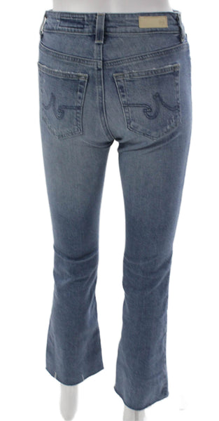 AG Adriano Goldschmied Women Flared Jeans Blue High Rise Button Cotton Size 23