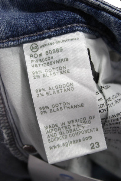 AG Adriano Goldschmied Women Flared Jeans Blue High Rise Button Cotton Size 23