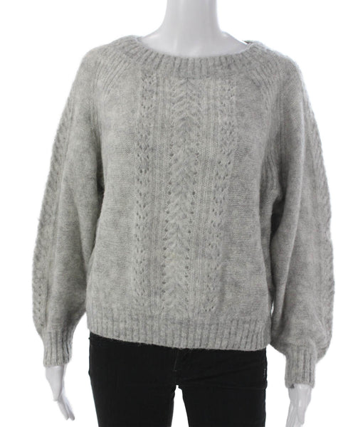 Point Sur Womens Sweater Gray Crewneck Geometric Longsleeve Size S