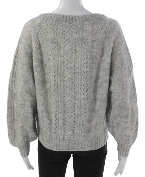 Point Sur Womens Sweater Gray Crewneck Geometric Longsleeve Size S