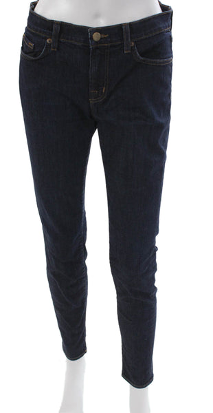 J Brand Womens Skinny Jeans Blue Mid Rise Cotton Blend Button Size 28