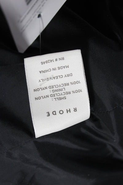 Rhode Women Quilted Jacket Black Recycled Nylon Tie Long Sleeve Size M