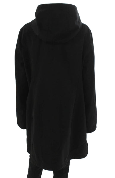Calvin Klein Womens Rain Coat Black Zip 94% Polyester 6% Spandex Size XL