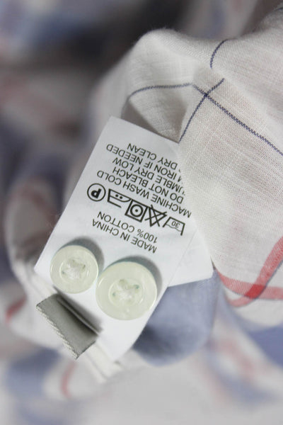 Jack Spade Mens Cotton Plaid Collar Button Down Shirt White Blue Size L