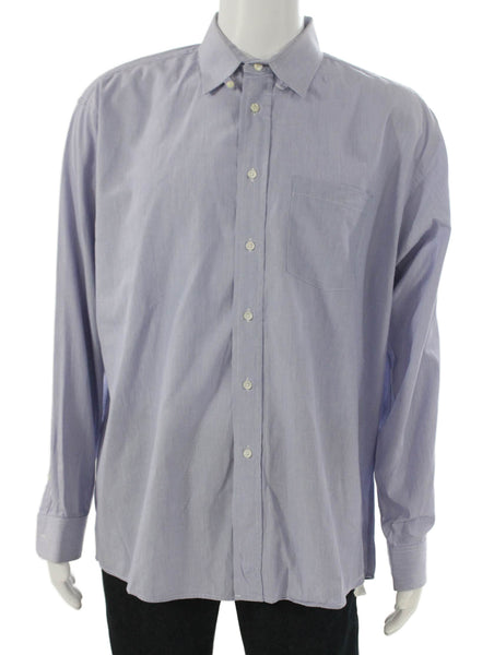 Pierre Balmain Mens Blue Striped Button Up Cotton Dress Shirt Size 16.5