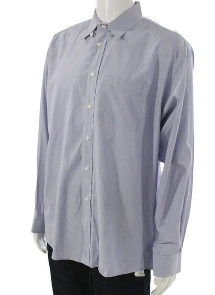 Pierre Balmain Mens Blue Striped Button Up Cotton Dress Shirt Size 16.5