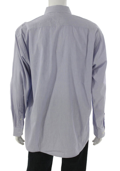 Pierre Balmain Mens Blue Striped Button Up Cotton Dress Shirt Size 16.5