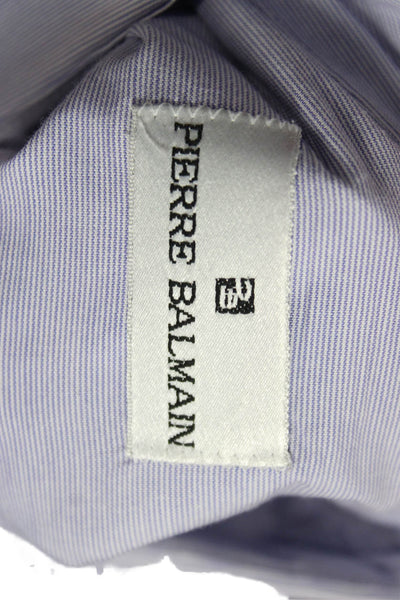Pierre Balmain Mens Blue Striped Button Up Cotton Dress Shirt Size 16.5