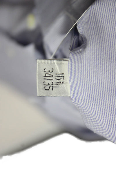 Pierre Balmain Mens Blue Striped Button Up Cotton Dress Shirt Size 16.5