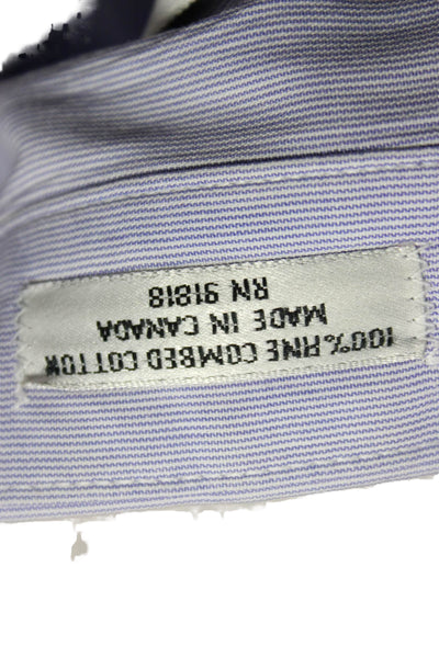 Pierre Balmain Mens Blue Striped Button Up Cotton Dress Shirt Size 16.5