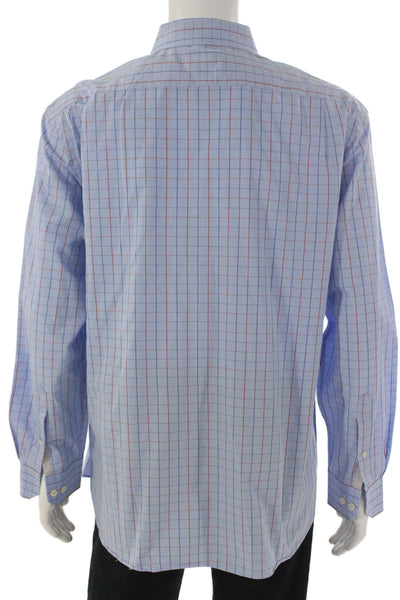 Todd Snyder Mens Printed Collar Long Sleeve Button Down Shirt Blue Size 17.5