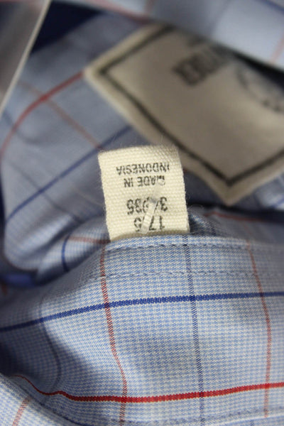 Todd Snyder Mens Printed Collar Long Sleeve Button Down Shirt Blue Size 17.5