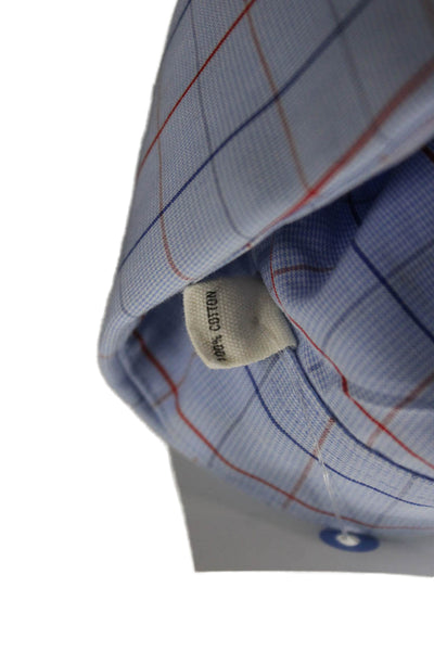 Todd Snyder Mens Printed Collar Long Sleeve Button Down Shirt Blue Size 17.5