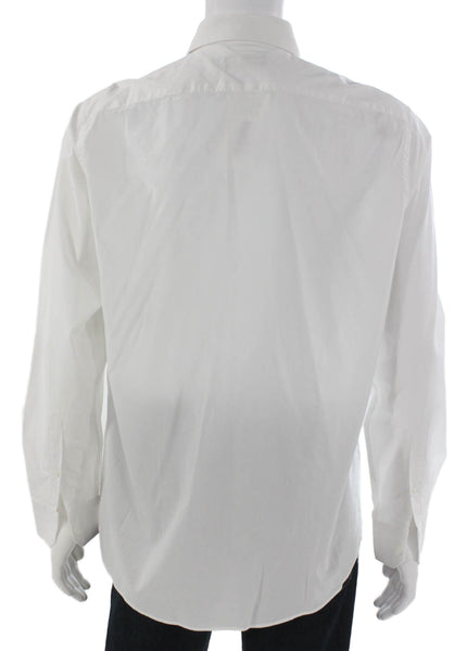 Cavalli Class Mens White Cotton Long Sleeve Dress Shirt Button-Up Size 17