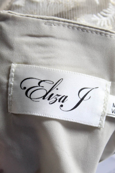 Eliza J Beige Embroidered Sparkle Short Sleeve A Line Dress Size 6 NEW $188