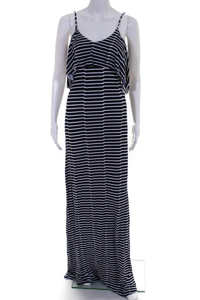 Tart Blue White Scoop Neck Stretch Striped Maxi Dress Size XS NEW $176