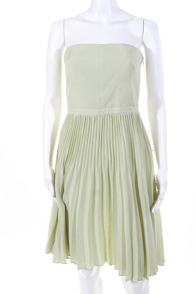 Max Mara Green Accordion Strapless A Line Dress Size 8 NEW LL19LL