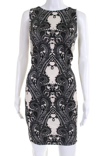 Alexia Admor Black White Stretch Paisley Print Sleeveless Dress Size L NEW LL19L