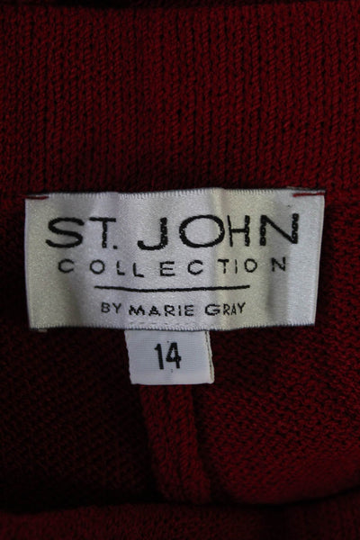St. John Collection By Marie Gray Red Cotton NEW $300 Straight Leg Pants Size 14