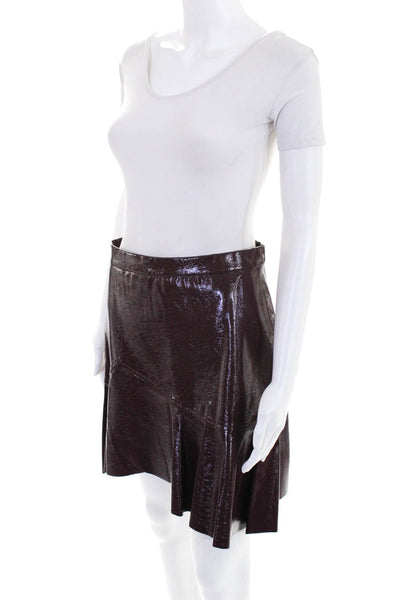 Suncoo Womens High Rise A Line Ruffled Skirt Maroon Shiny Size 8