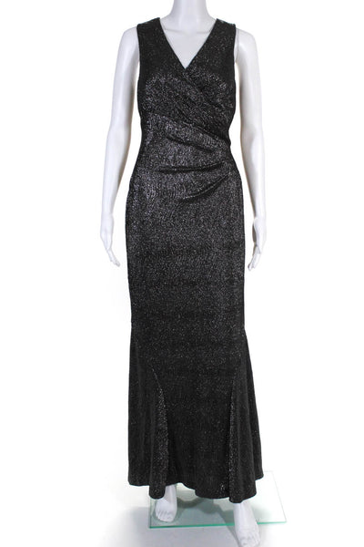 Lauren Ralph Lauren Silver Metallic Holiday Dress Size 10 Petite $194 NEW LL19LL