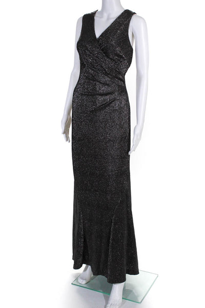 Lauren Ralph Lauren Silver Metallic Holiday Dress Size 10 Petite $194 NEW LL19LL