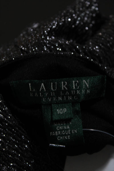 Lauren Ralph Lauren Silver Metallic Holiday Dress Size 10 Petite $194 NEW LL19LL
