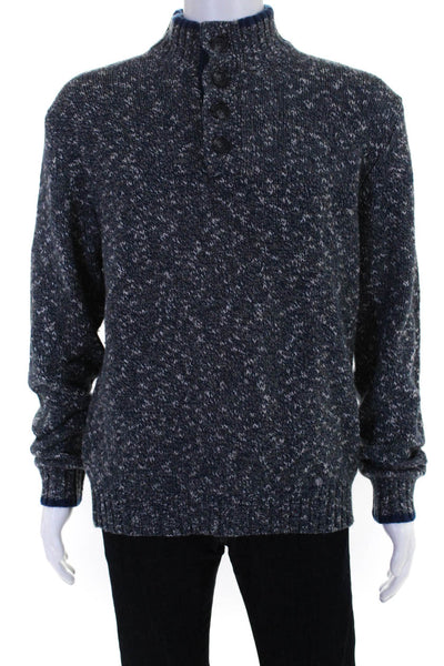 Toscano Mens Gray Blue Mixed Wool Chunky Knit Sweater Size Large New $165 LL19LL