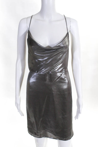 Urban Outfitters Womens Disco Lame Tie Back Slip Mini Dress Silver Size L Lot 2