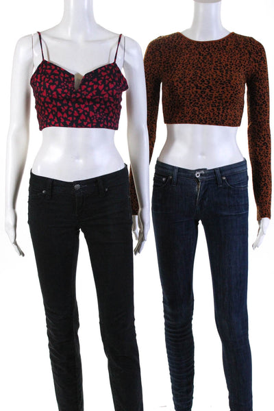 Urban Outfitters Womens Rome Jacquard Blouses Brown Black Red  Size M Lot of 2