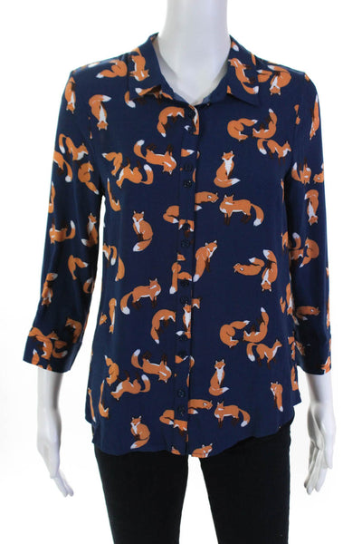 Modcloth Womens Playful Fox Buttondown Always Polished Blouse Extra Small Lot 2