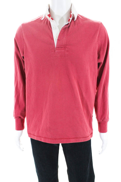 Boden Red Cotton Long Sleeve Pullover Polo Shirt Size S