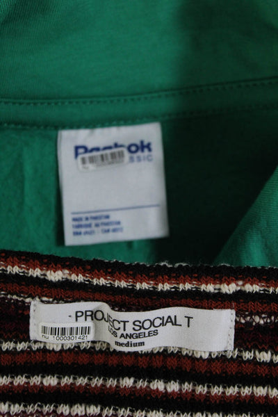 Reebok Project Social T Womens Sweatshirt Knit Top Green Red Size Medium Lot 2