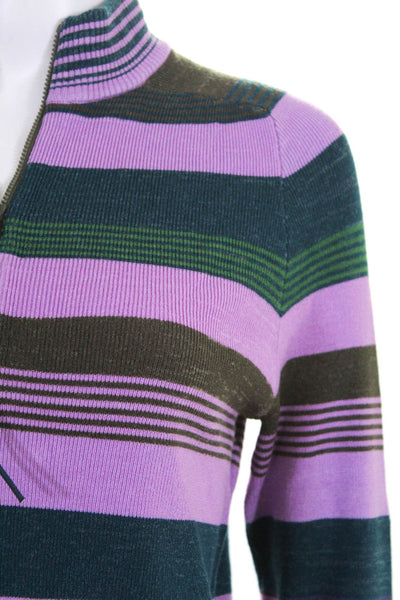 Free People Womens Striped Rip Tide Mock Neck Sweater Top Purple Size M