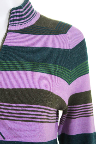 Free People Womens Striped Rip Tide Mock Neck Sweater Top Purple Size S