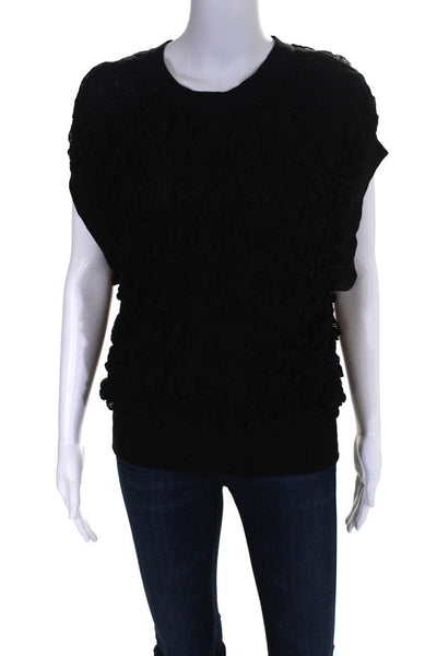 Laura Biagiotti Black Linen Blend Sleeveless Sweater Vest Size 40 Italian