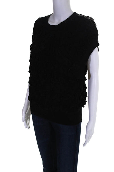 Laura Biagiotti Black Linen Blend Sleeveless Sweater Vest Size 40 Italian