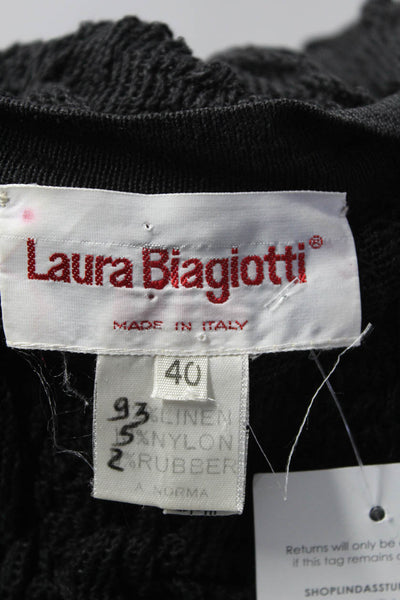 Laura Biagiotti Black Linen Blend Sleeveless Sweater Vest Size 40 Italian