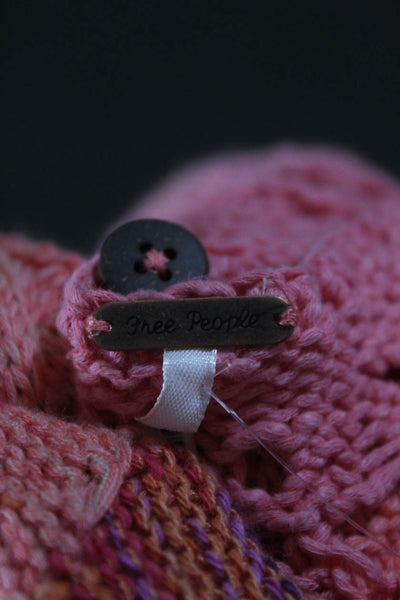 Free People Womens Luau Tank Crochet Asymmetric Shirt Top Pink Cotton Size M