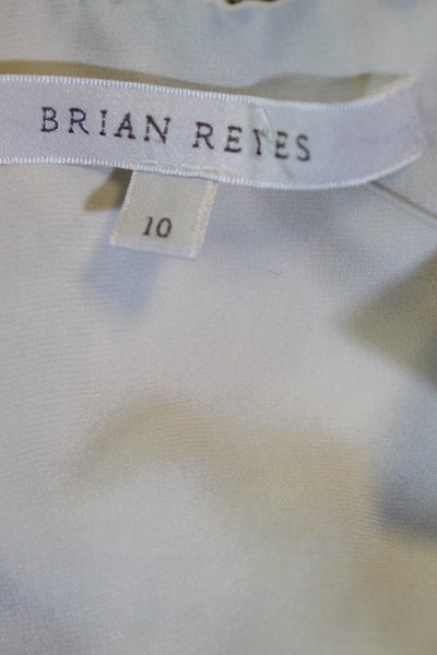Brian Reyes Womens Short Sleeve A-Line Above Knee Dress White Silk Size 10