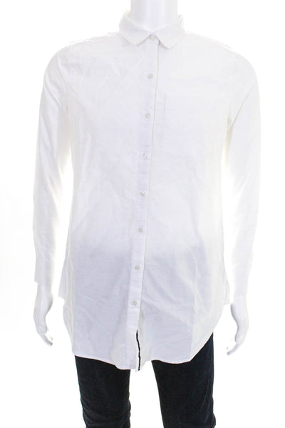 Joe Fresh Mens Long Sleeve Collared Button Front Shirt White Cotton Size Medium