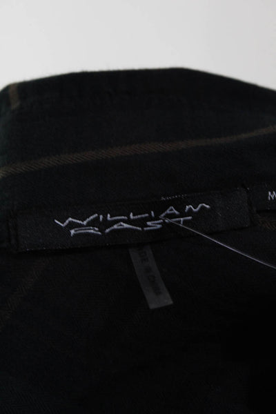 William Rast Womens Plaid Fringe Long Sleeve Snap Blouse Dark Green Size Medium
